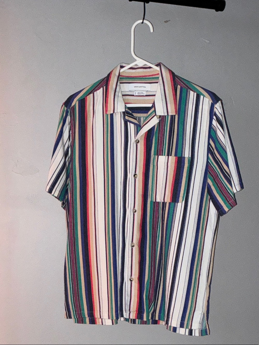 Urban Outfitters Multicolor Vertical Stripe Short-Sleeve Button-Up